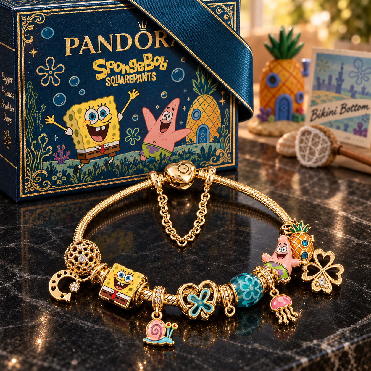 SBSP Gold Charm Bracelet Set PTKL