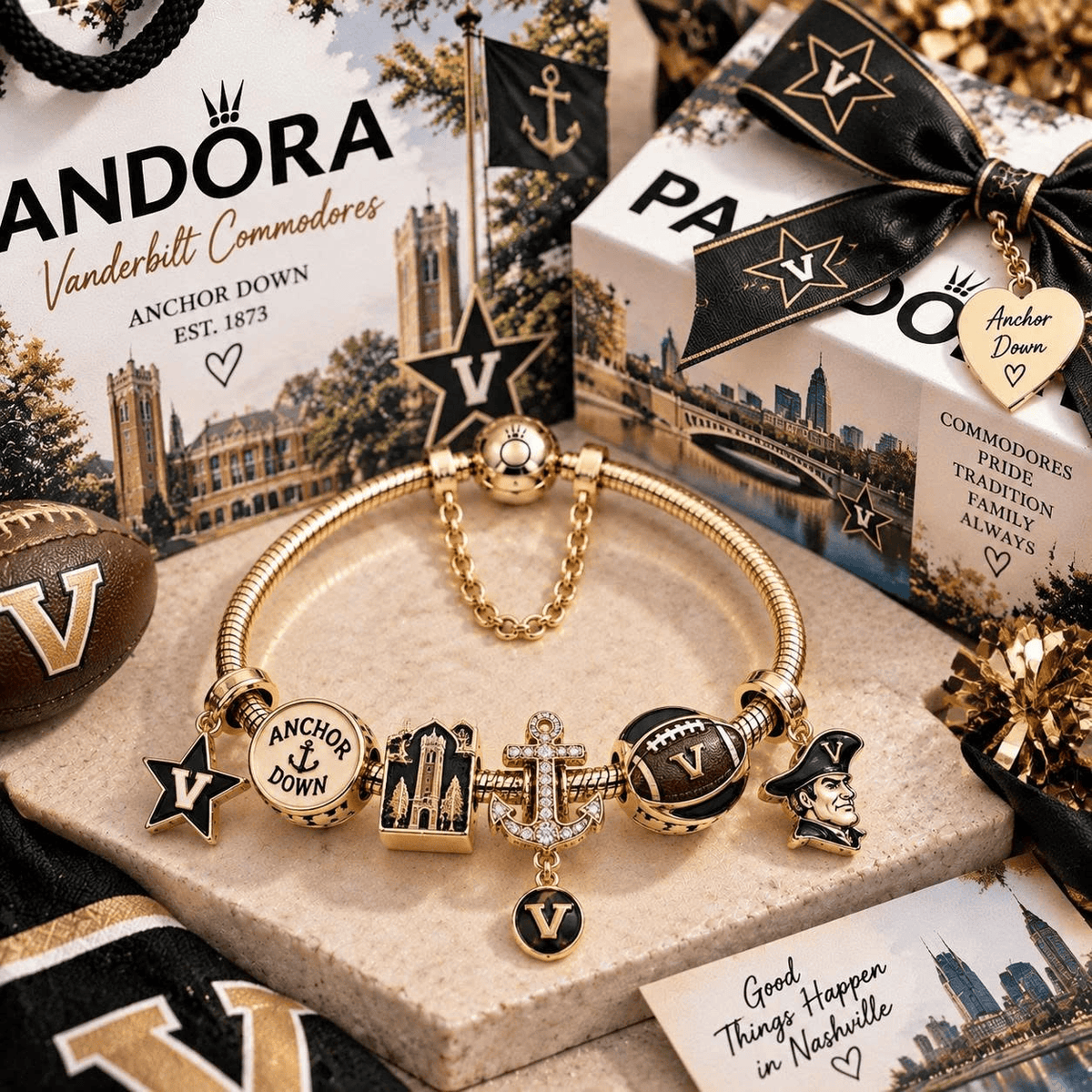 VDBC Gold Charm Bracelet Set TTN
